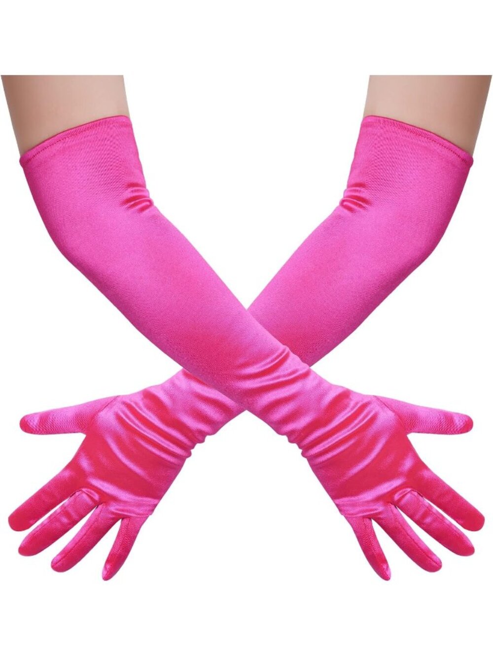 Womens Rose Red 1920s Costume Dress Elbow Length 21 inch Long Opera Satin Gloves